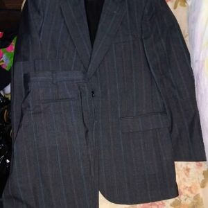 Towncraft Dark Charcoal Suit Jacket with Subtle Blue Pinstripes
